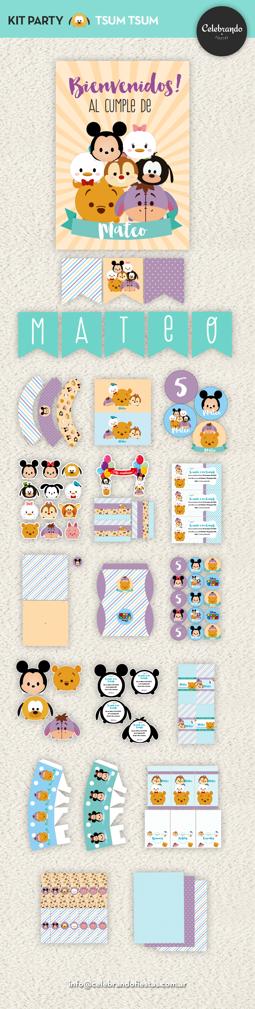 kit imprimible tsum tsum decoracion fiesta tematica